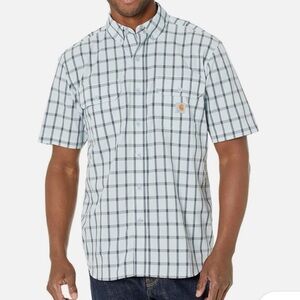 Carhartt Men's Force Relaxed Fit Lightweight Short Sleeve Blue Plaid Shirt Sz M